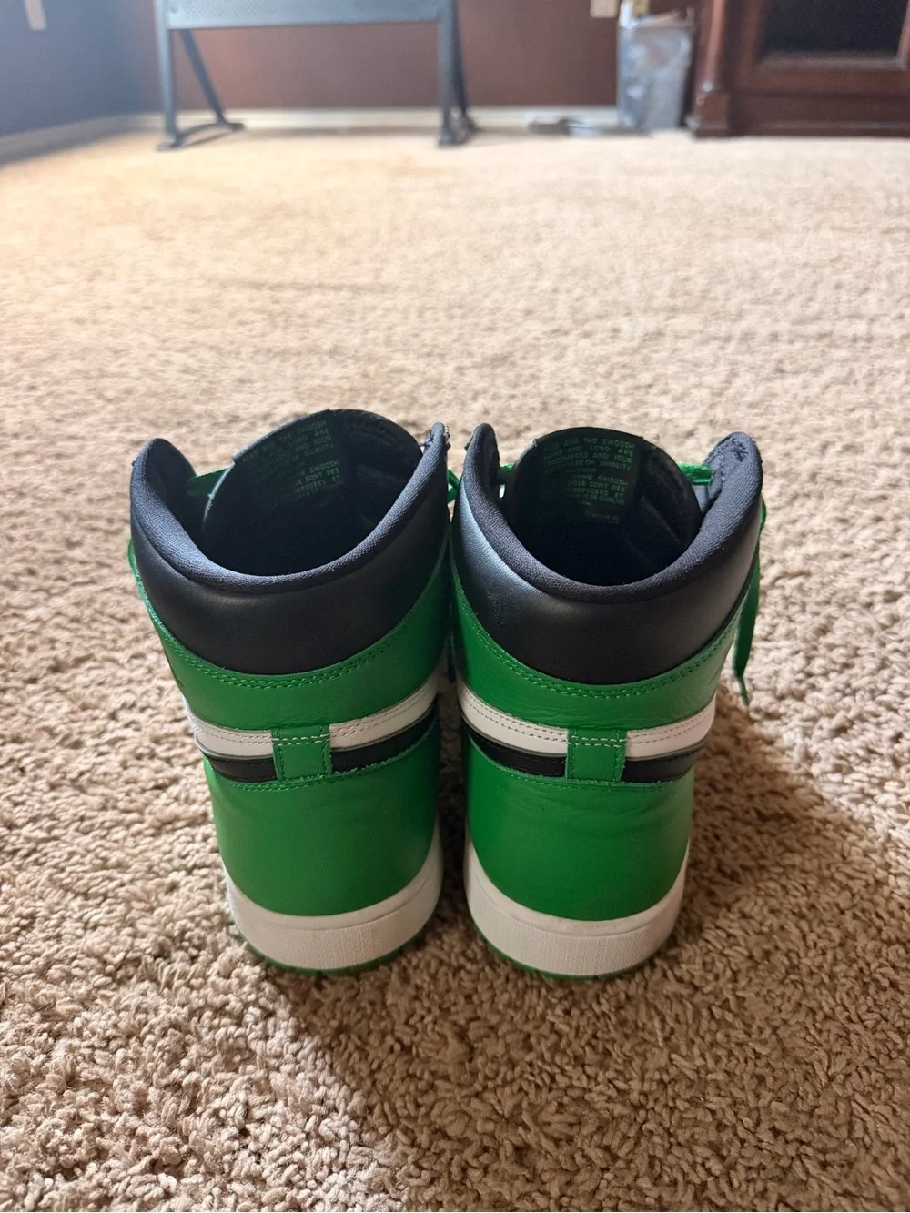Jordan Men’s High-Top Sneakers in Green, Black & White